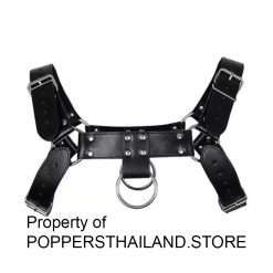 Leather Chest Harness with O-Ring | สายรัดอกหนังพร้อมแหวน O