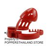 Glossy Red Resin Male Chastity Cage with Lock | กรงขังอวัยวะเพศชายเรซินเงาสีแดงพร้อมกุญแจ
