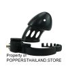 Glossy Black Resin Male Chastity Cage with Lock | กรงขังอวัยวะเพศชายเรซินเงาสีดำพร้อมกุญแจ
