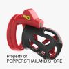 Dual-Tone Red & Black Rigid Male Chastity Cage with Secure Lock | กรงขังอวัยวะเพศชายสีแดง-ดำแบบแข็งพร้อมกุญแจล็อก