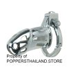 Chrome-Finish Metal Open-Frame Male Chastity Cage with Ring Lock | กรงขังอวัยวะเพศชายโครงโลหะชุบโครมแบบเปิดพร้อมแหวนล็อก
