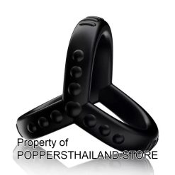 Triple-Arm Textured Silicone Cock Ring with Scrotal Restraint | แหวนรัดอวัยวะเพศซิลิโคนสามแขนผิวปุ่มรัดถุงอัณฑะ